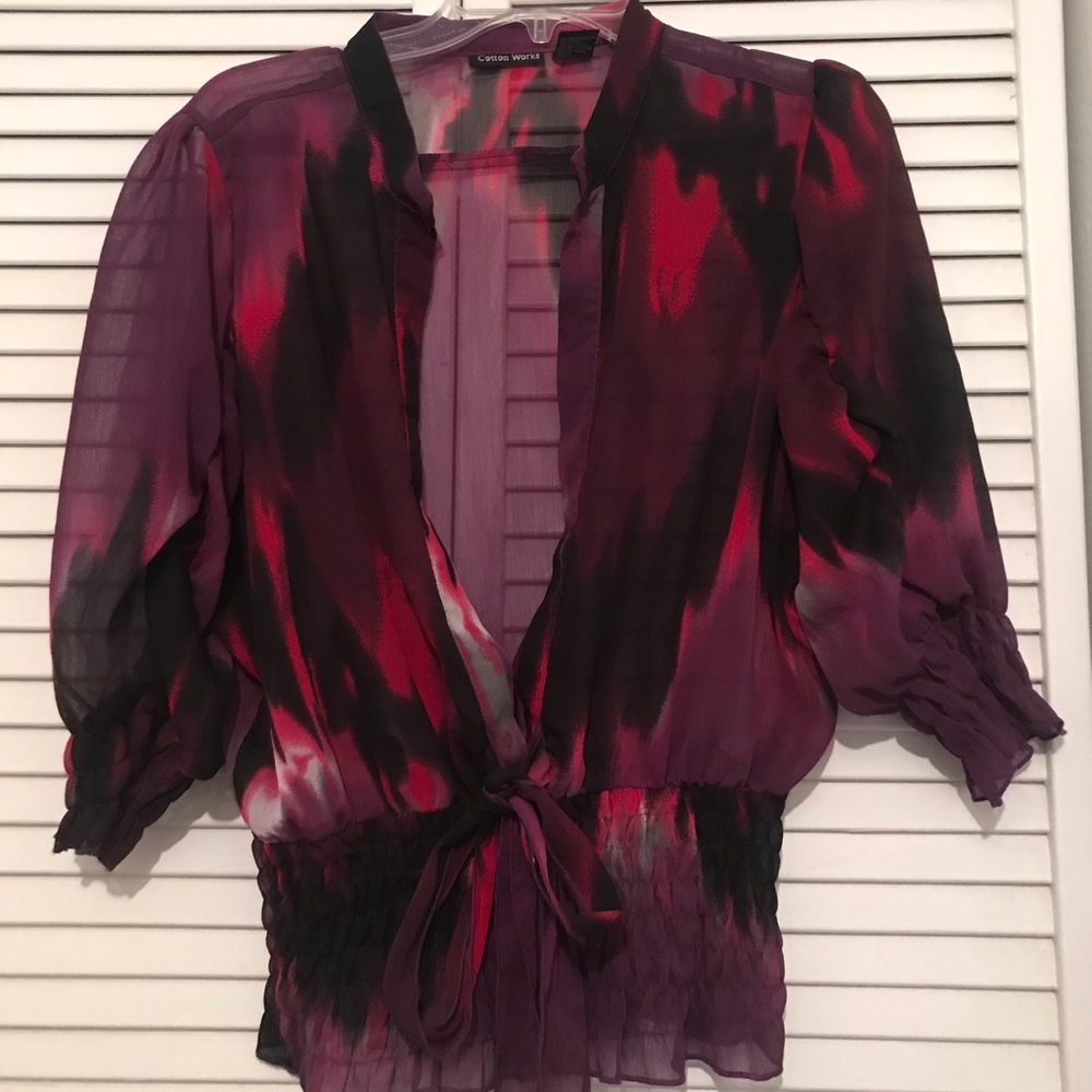 Purple Sheer Cute Top Size XL